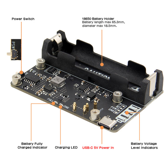 Geekworm X306 V1.5 18650 UPS Expansion Board for Raspberry Pi Zero 2W