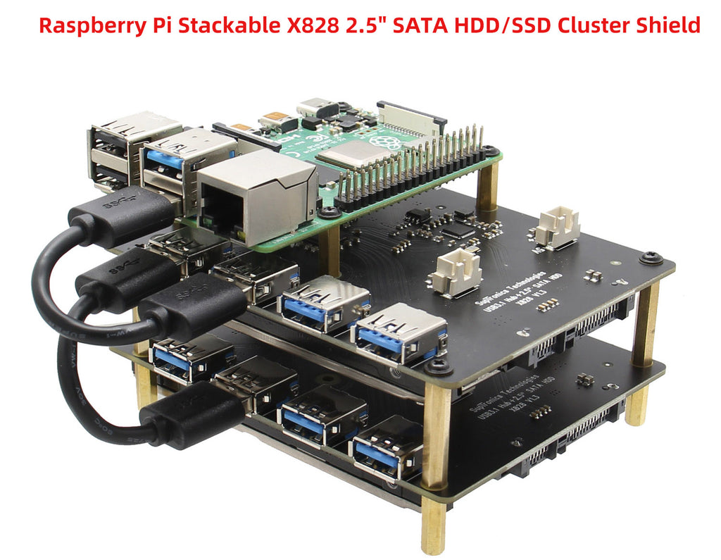 2019 New Raspberry Pi NAS SATA Adapter Stackable X828 2.5
