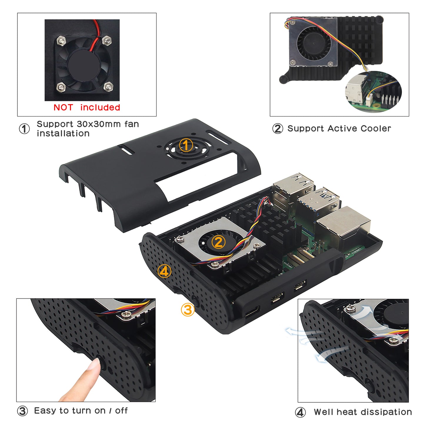 Geekworm Raspberry Pi 5 ABS Case with Heatsink & Fan