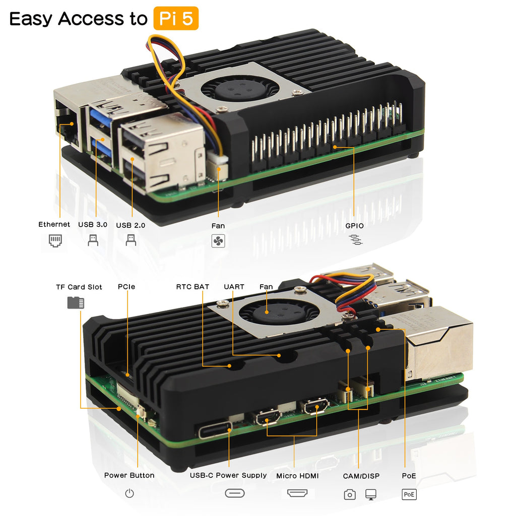 Geekworm 5 Layers Computer Acrylic Case for Raspberry Pi 5