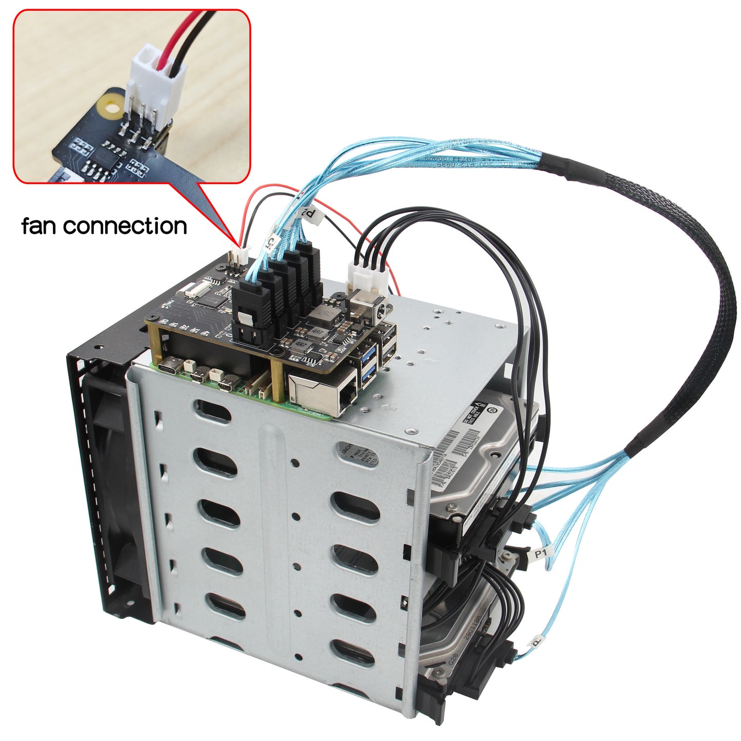 5-Layer 3.5 Inch Hard Drive Mounting Rack with Cooling Fan for X1009
