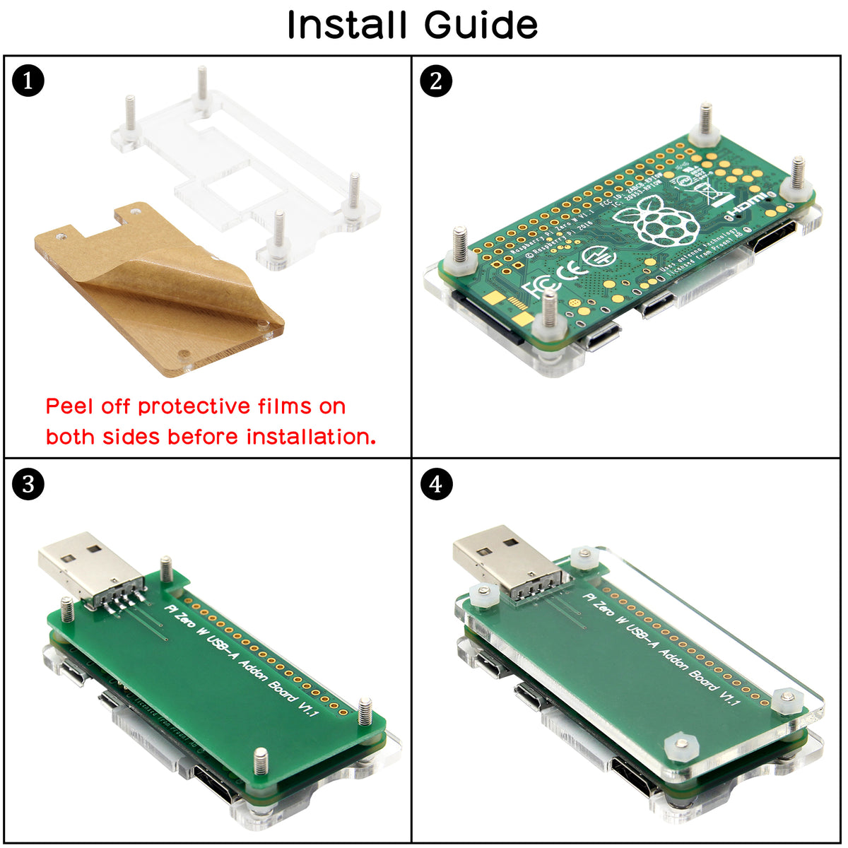 Raspberry Pi Zero Usb Module Raspberry Pi Zero ( W ) BadUSB USB-A Addon Board USB Connector RPi0 to ...