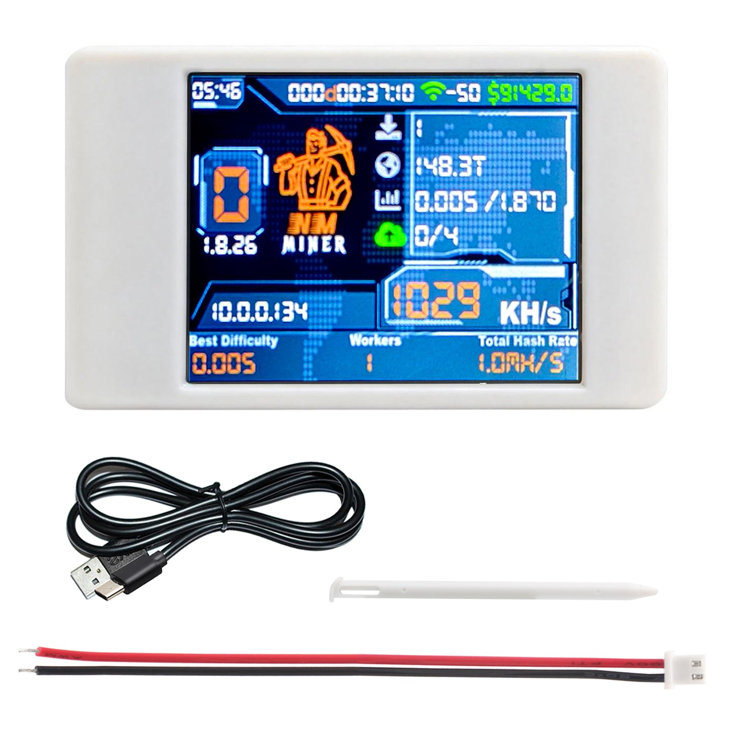 NMminer ESP32 Bitcoin Solo Lottery Miner with 2.8" Display (1000KH/s)