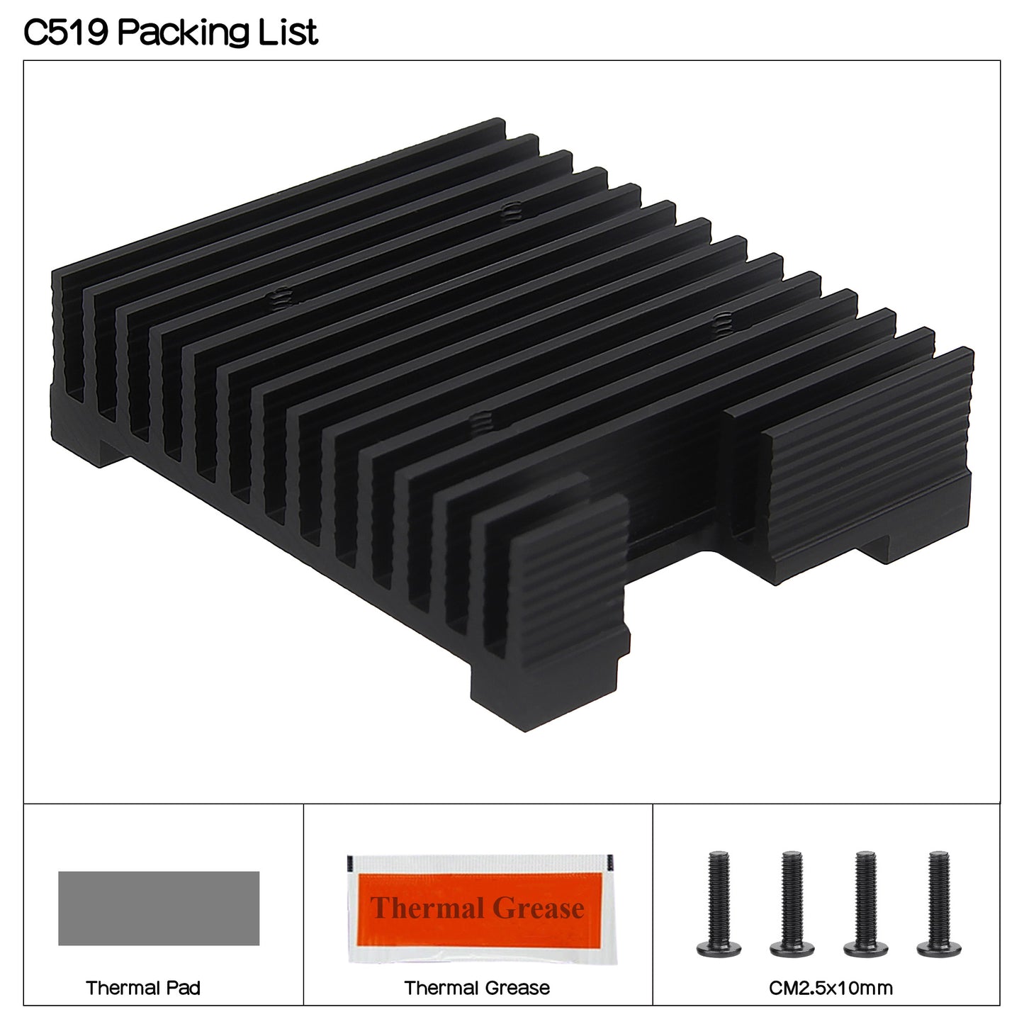 Geekworm 15mm Aluminum Alloy Heatsink (C519) for Raspberry Pi Compute Module 5 CM5 Motherboard