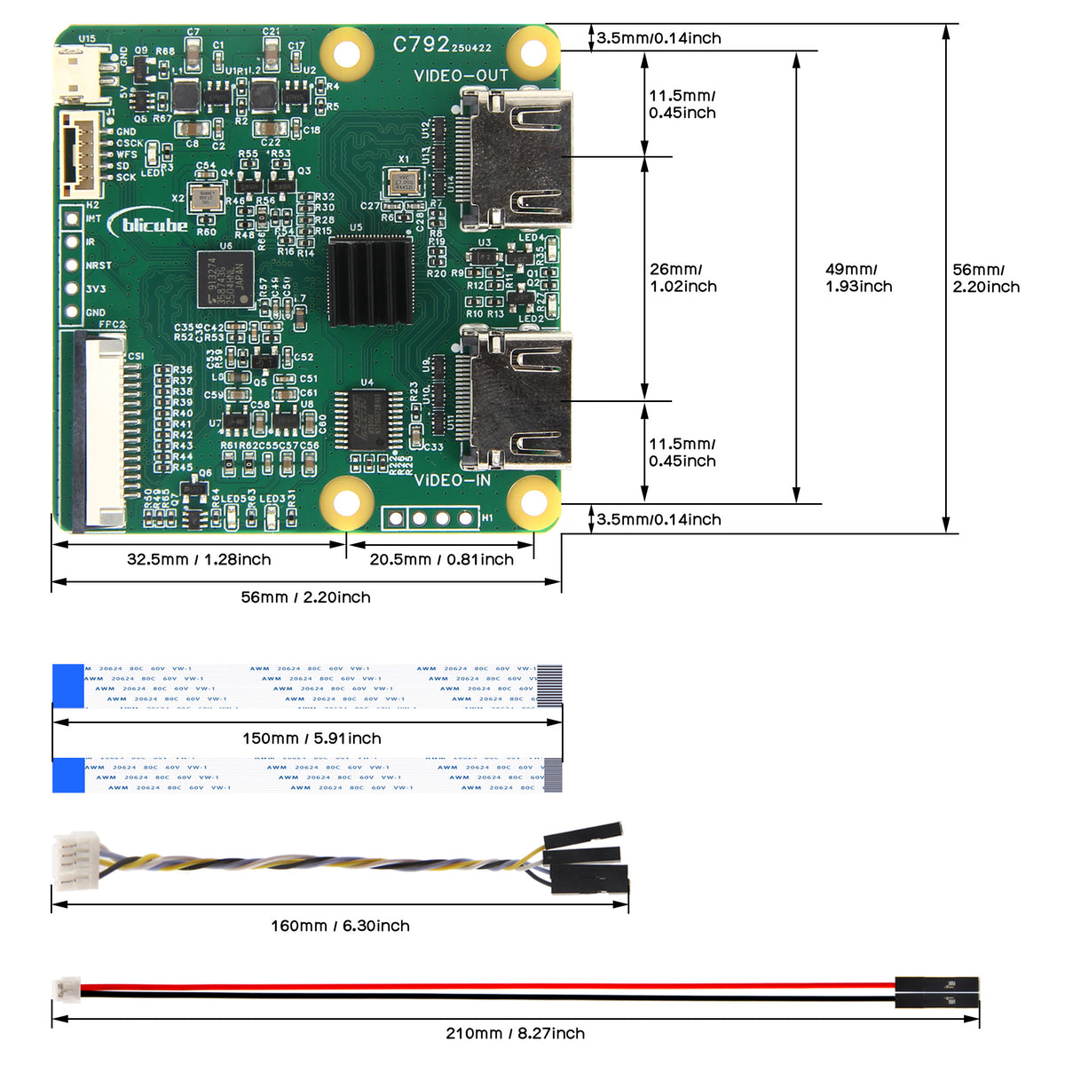 Geekworm Hdmi to CSI-2 Module C792 for Raspberry Pi 5/4B/3B/3B+/Pi Zer