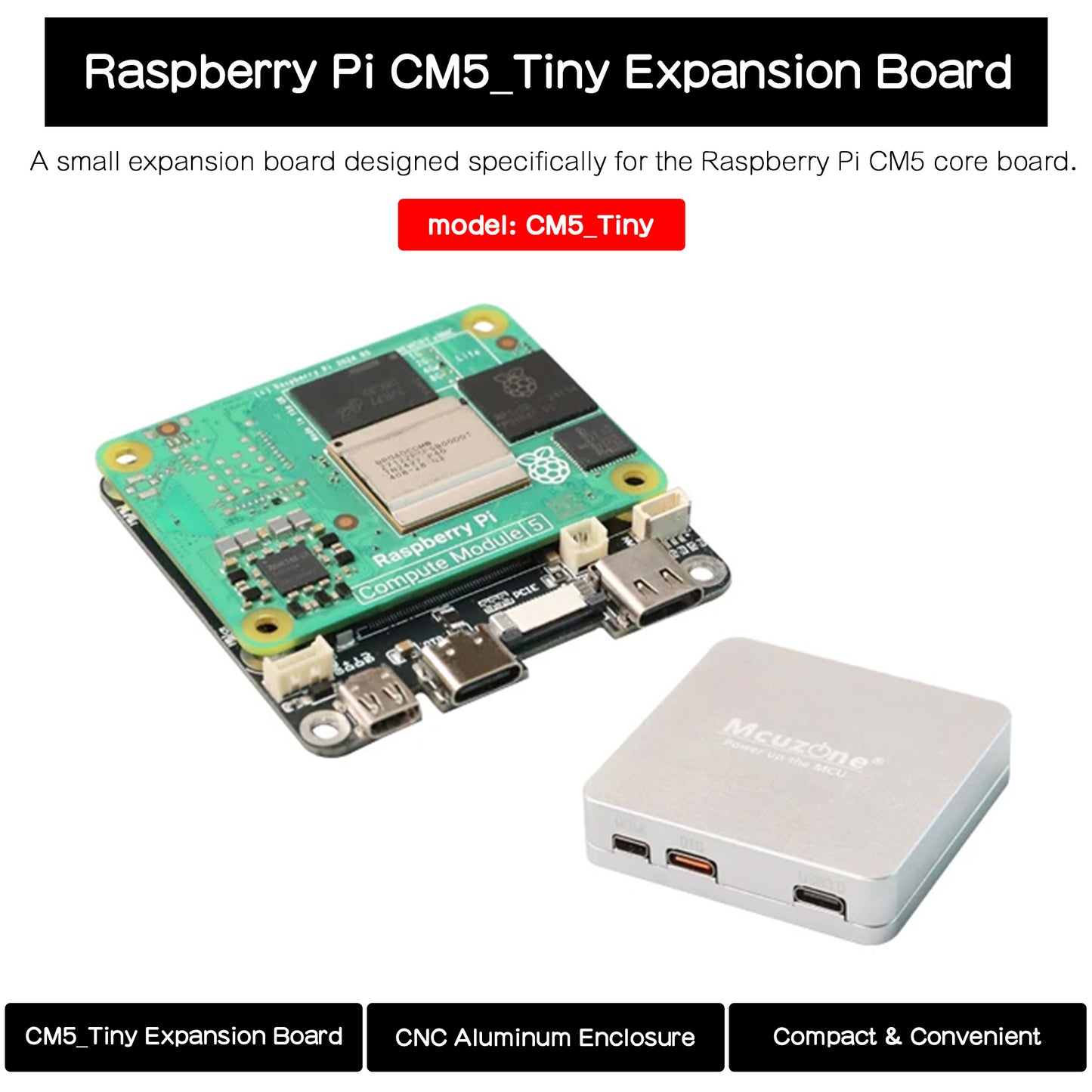 CM5-Tiny Carrier Board with CNC Aluminum Case Kit for Raspberry Pi Compute Module 5 CM5