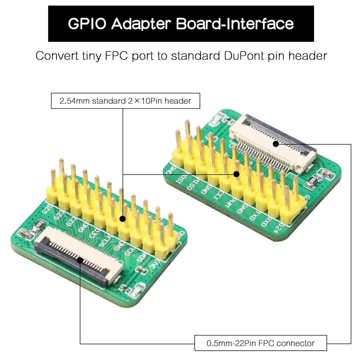 Raspberry Pi CM5 Tiny GPIO Adapter | 0.5mm 22-Pin FPC to 2.54mm 20-Pin