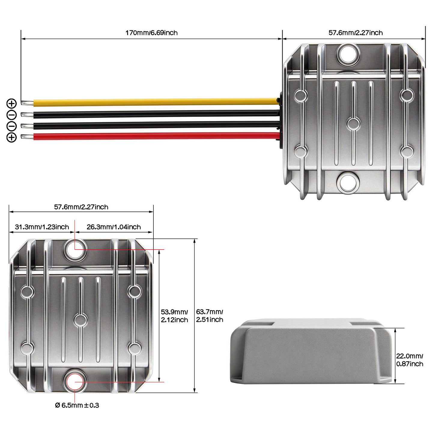 DC 12V/24V Step-Down to 5V 5A/10A Voltage Converter