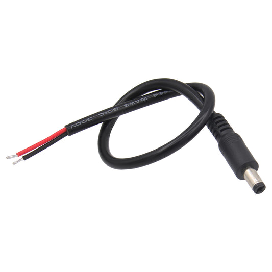 10A High Current DC 5521/5525 Male Pigtail Wire 30cm 18AWG Tinned DIY Cable