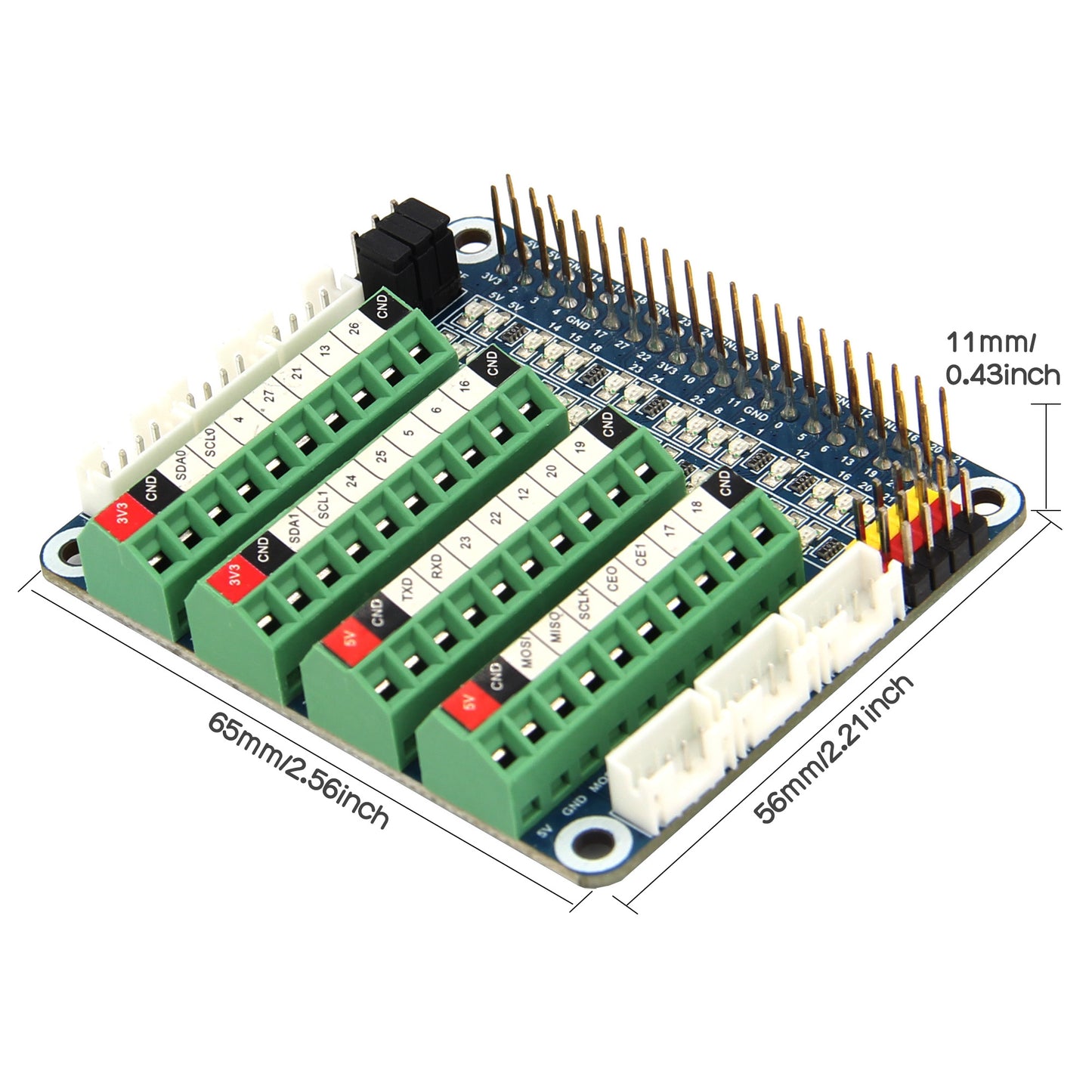 Raspberry Pi GPIO Test Terminal Block Breakout HAT Board