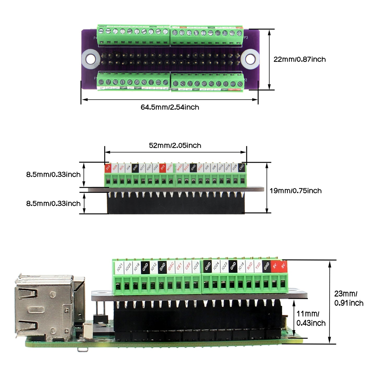 G469 GPIO Terminal Block Breakout Board for Raspberry Pi 5/4B/3B+/3B/ Zero 2W