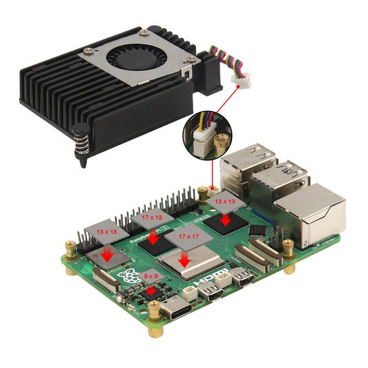 Geekworm Active Cooler for Raspberry Pi 5, Armor Cooler with Cooling Fan for Raspberry Pi 5