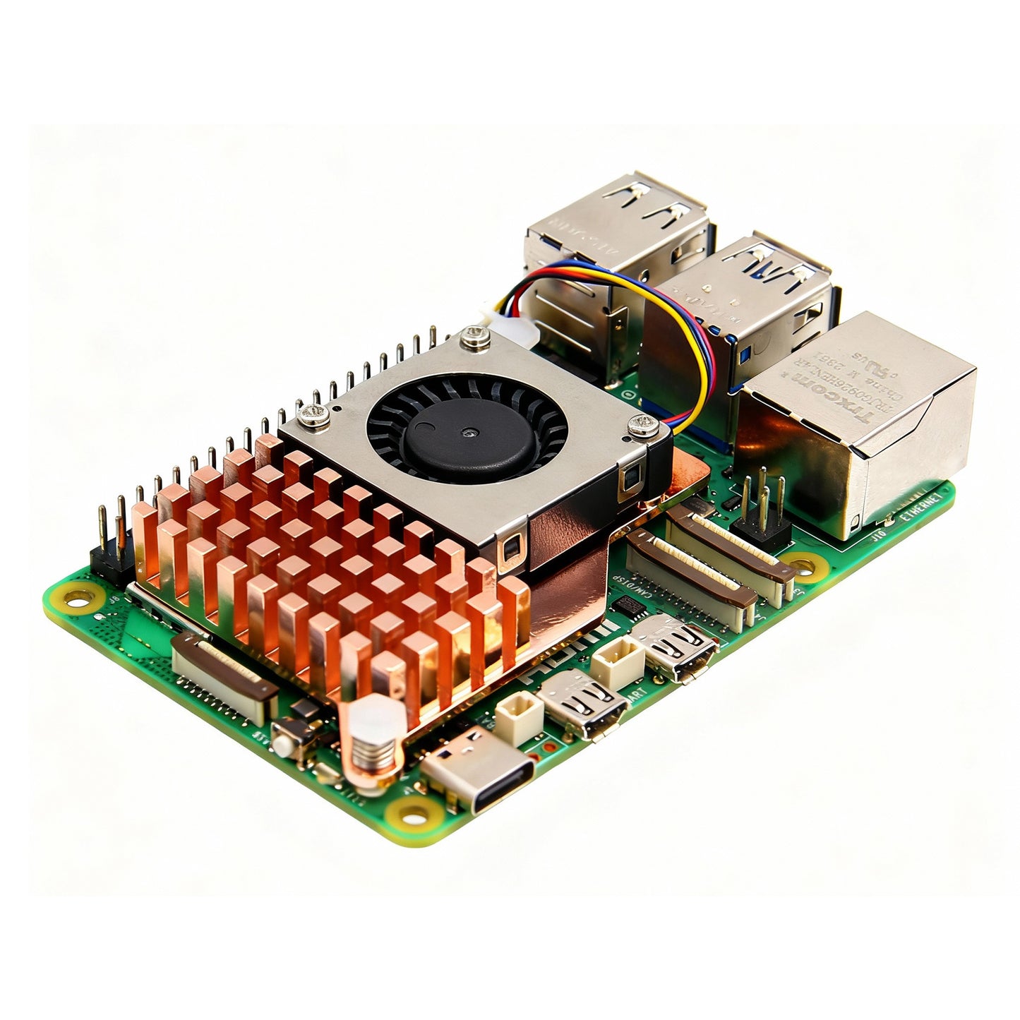 Raspberry Pi 5 Active Cooler (H510), Heavy-Duty Brass Heatsink