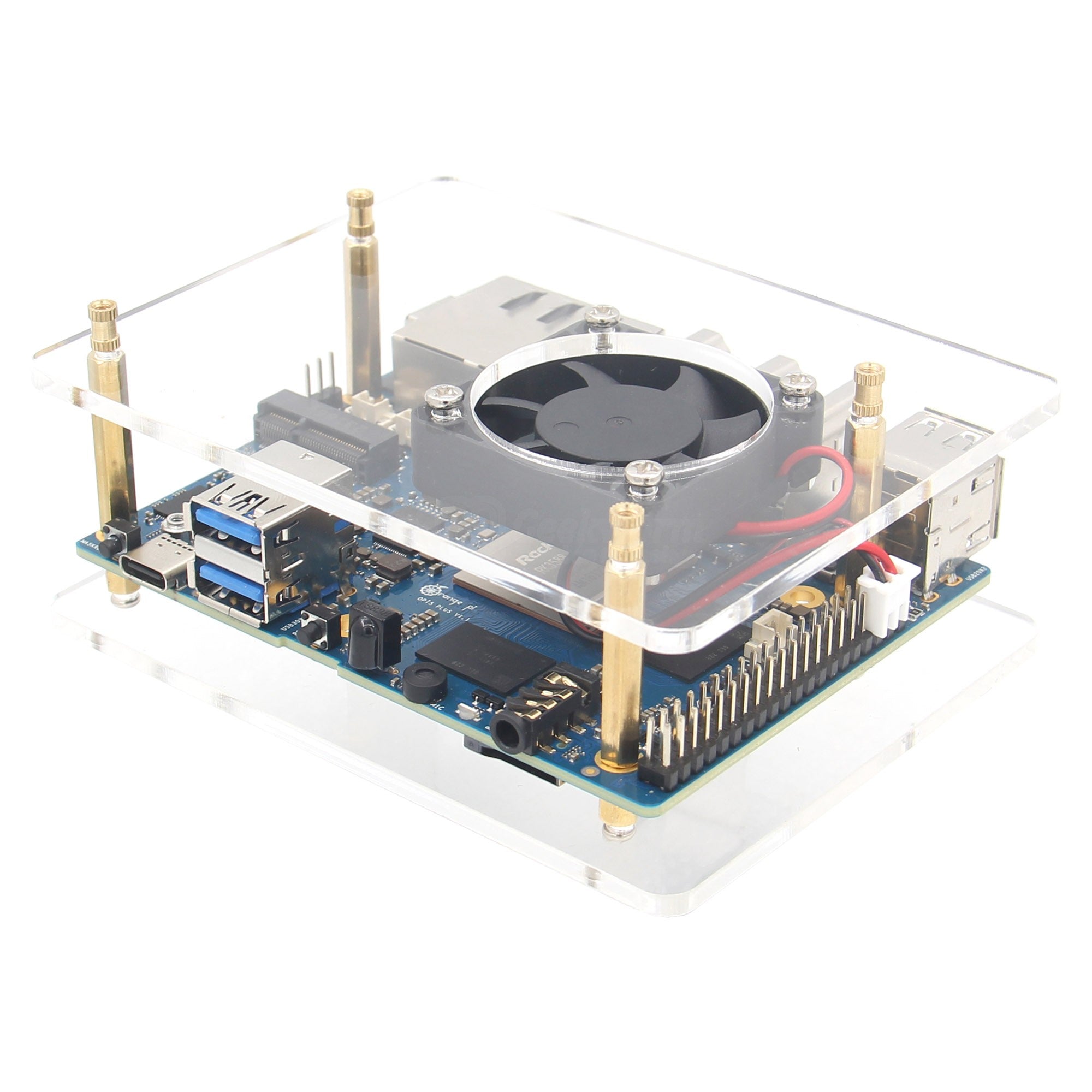Geekworm Stackable Acrylic Case with Fan&Heatsink for Orange Pi 5 Plus