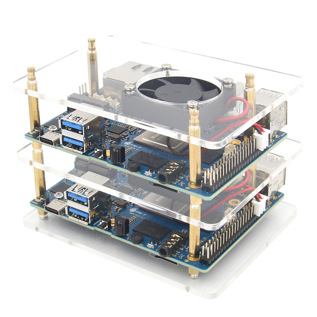 Geekworm Stackable Acrylic Case with Fan&Heatsink for Orange Pi 5 Plus