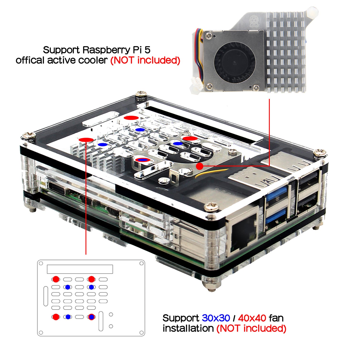 Geekworm 9 Layers Acrylic Case for Raspberry Pi 5 Only