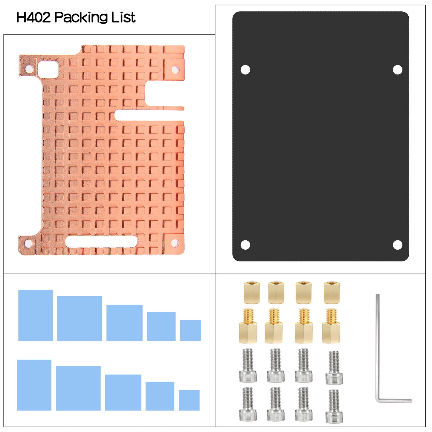 Geekworm 4mm Thickness Copper Heatsink with Acrylic Plate for Raspberry Pi 4