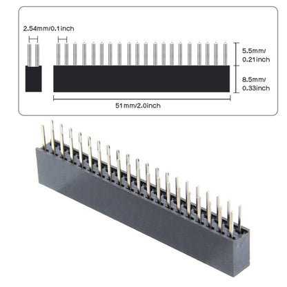 Geekworm 2.54mm Pitch GPIO Pin & Stacking Female Header Connector Strip for Raspberry Pi