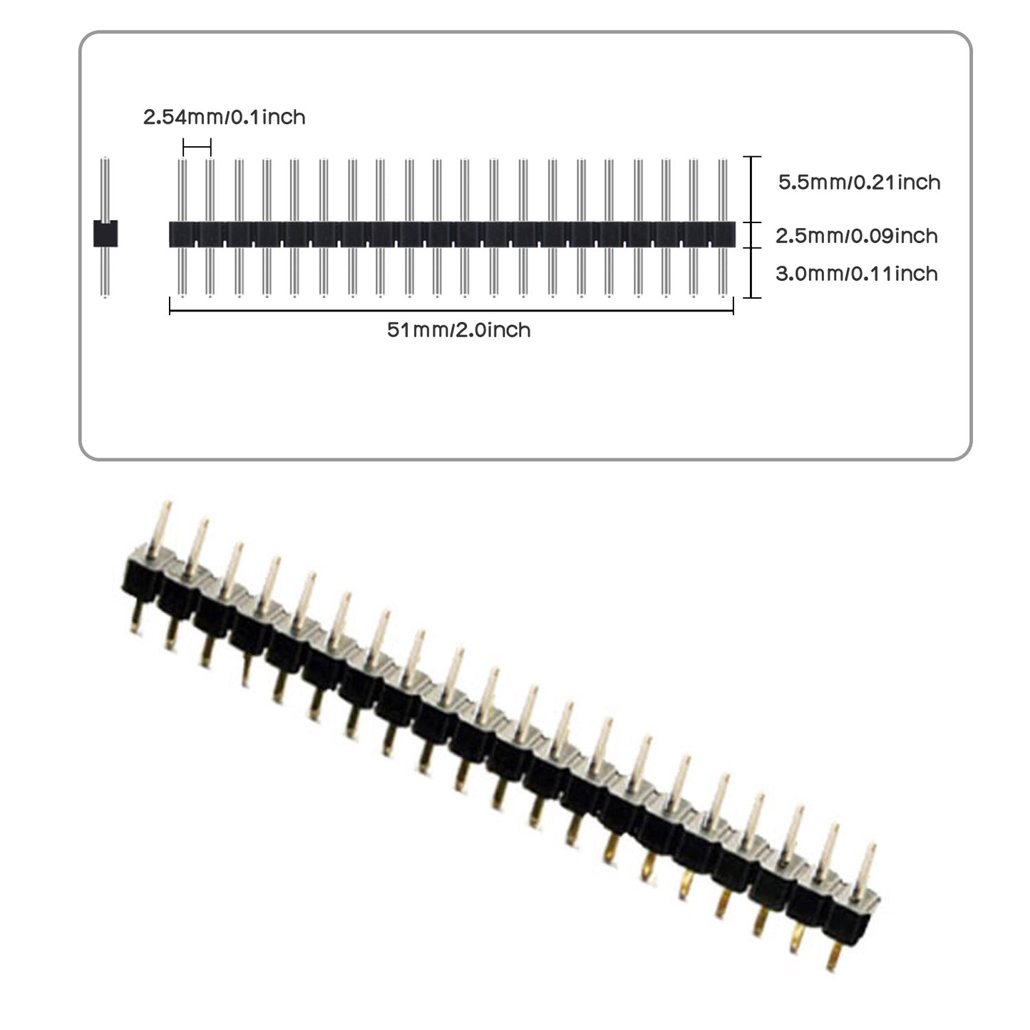 Geekworm 2.54mm Pitch GPIO Pin & Stacking Female Header Connector Strip for Raspberry Pi