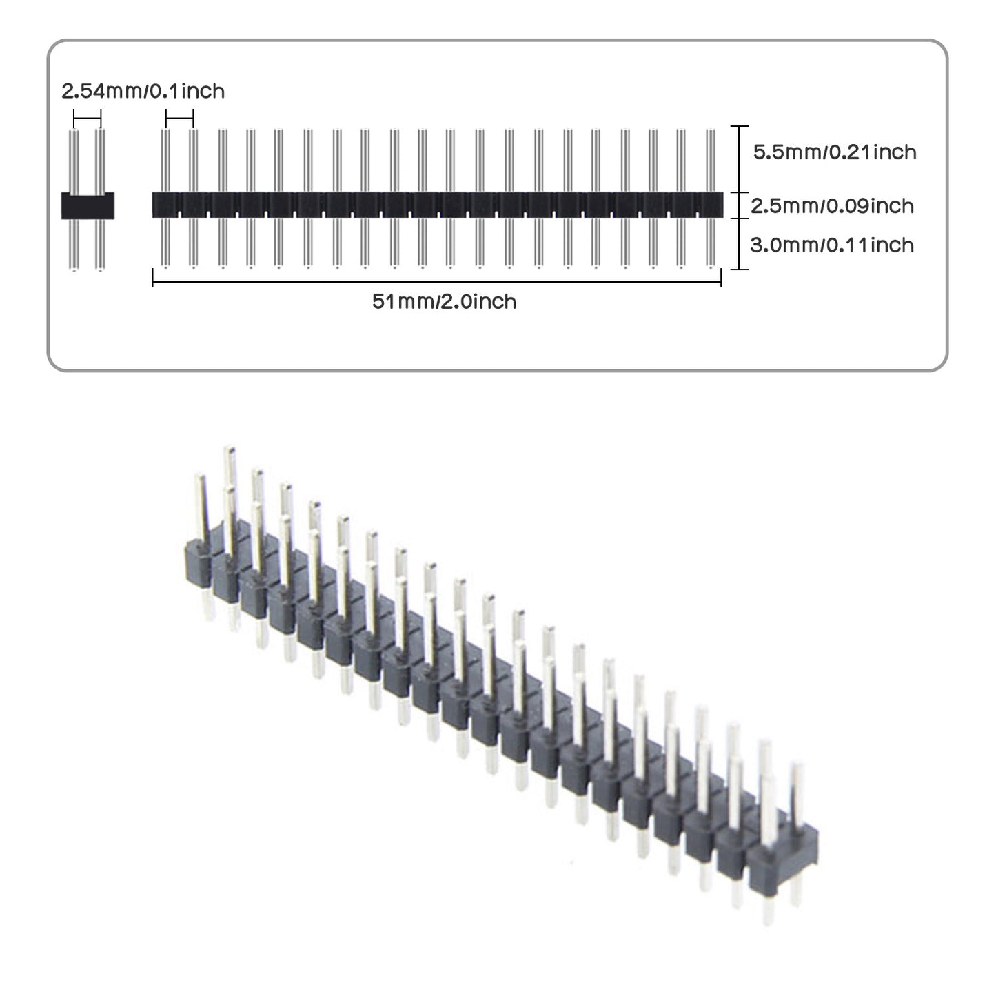 Geekworm 2.54mm Pitch GPIO Pin & Stacking Female Header Connector Strip for Raspberry Pi