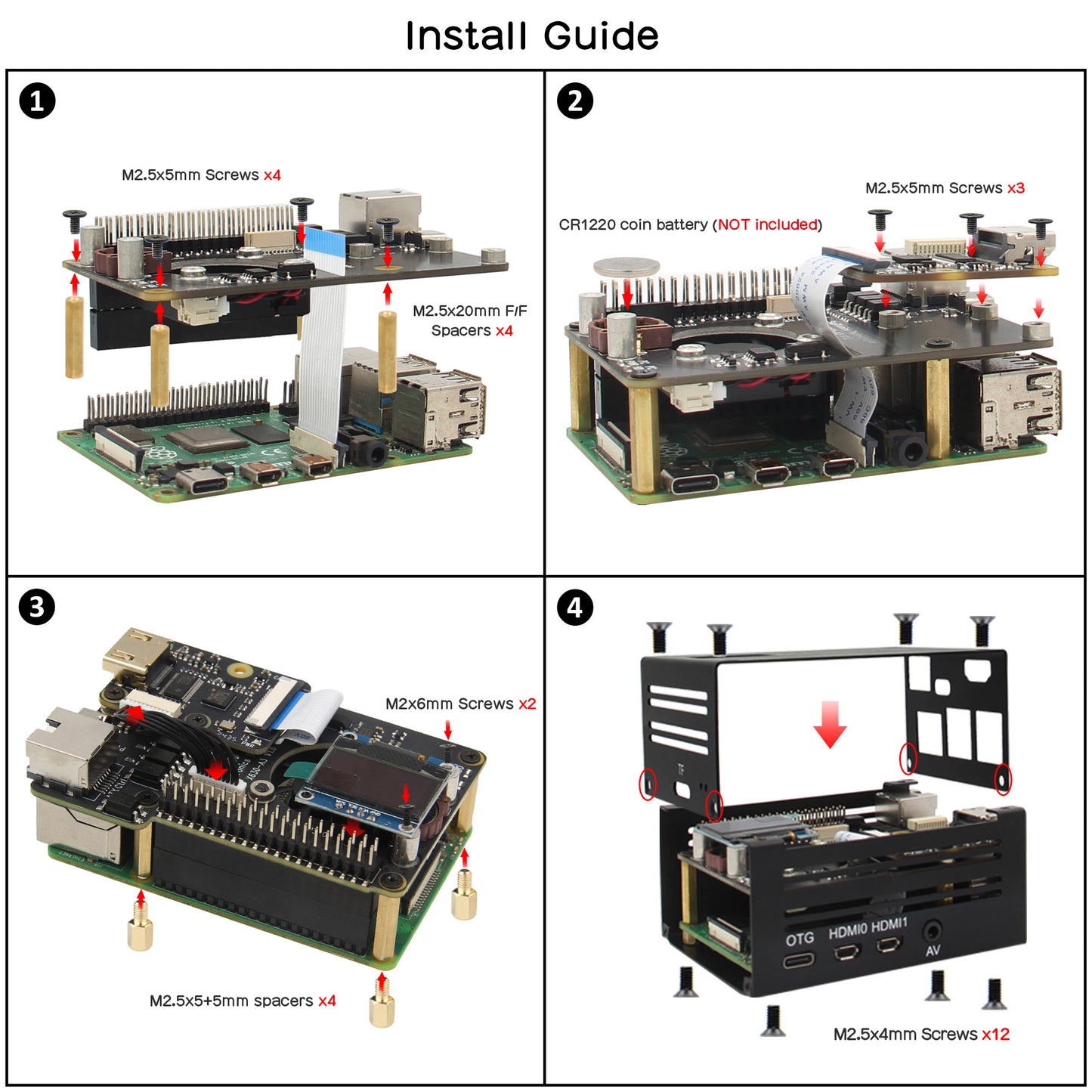 Geekworm KVM-A3 Kit for Raspberry Pi 4 Open-source KVM Over IP (Not include Raspberry Pi 4)