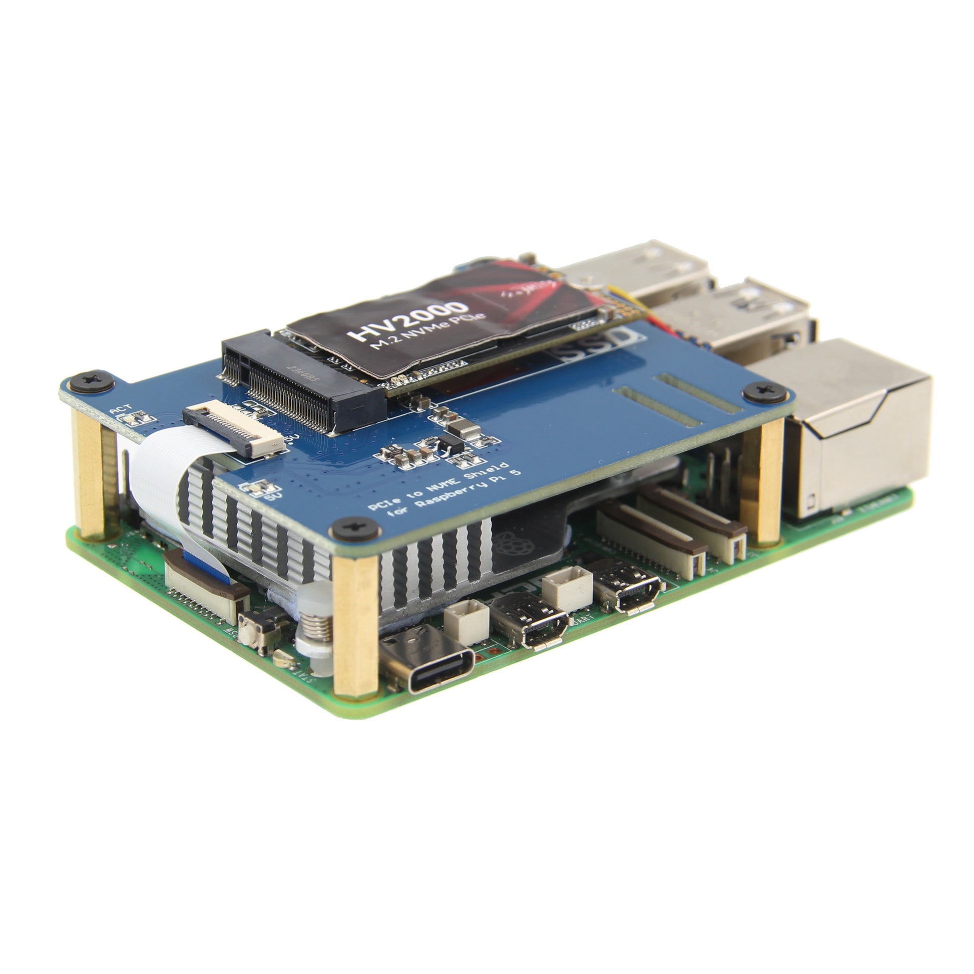 Geekworm M300 PCIe to Key-M NVMe SSD Shield TOP for Raspberry Pi