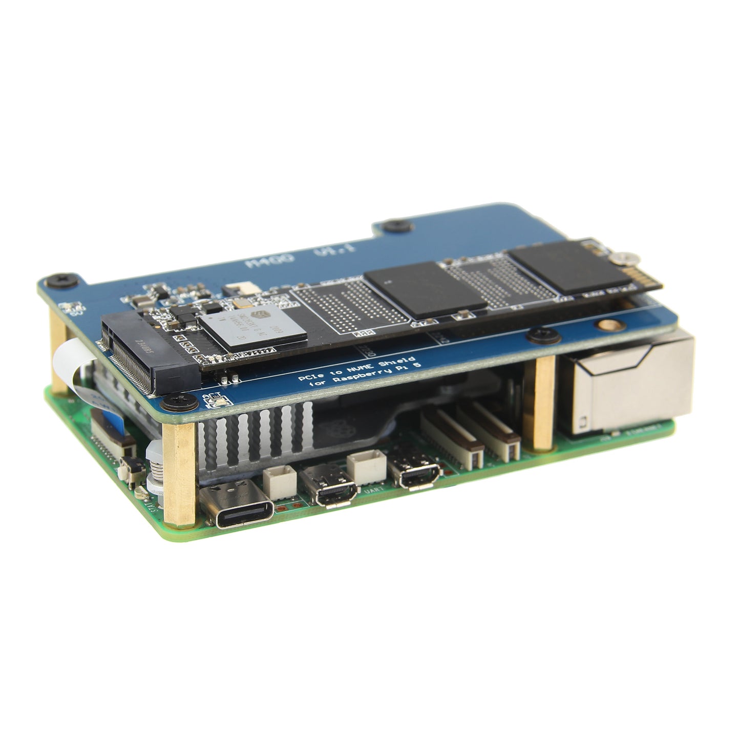 Geekworm M400 PCIe to M.2 Key-M NVMe SSD Shield TOP for Raspberry Pi 5