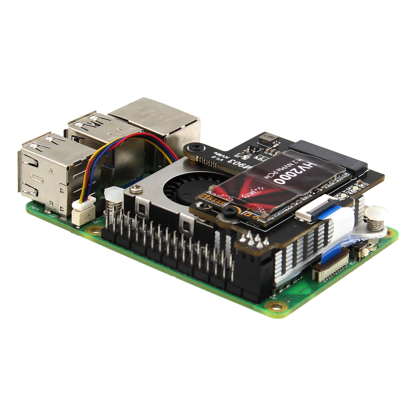 Geekworm M903 PCIe to M.2 Key-M NVMe SSD PIP TOP for Raspberry Pi 5