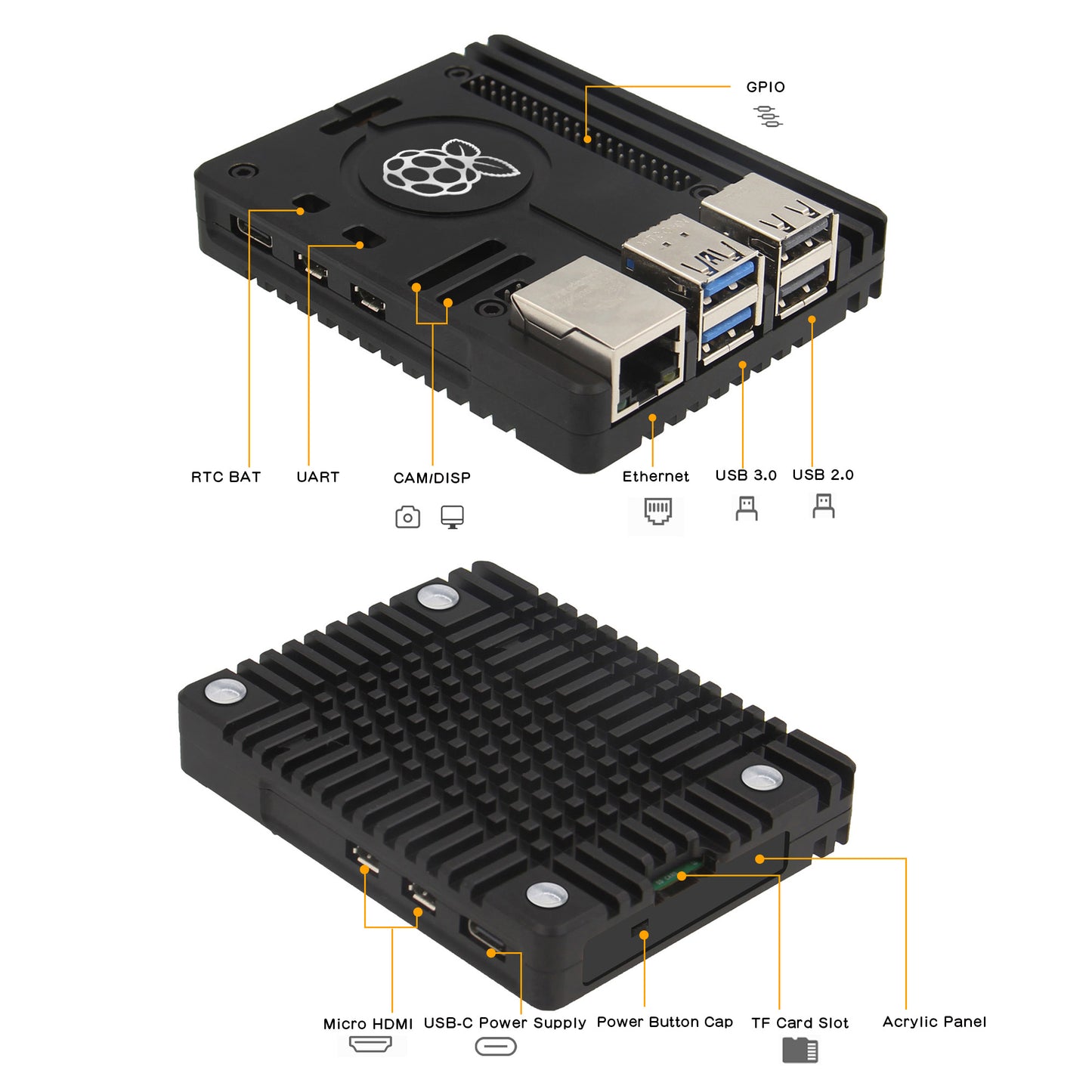 Raspberry Pi 5 Ultra-Thin CNC Aluminum Alloy Passive Cooling Case (N310)