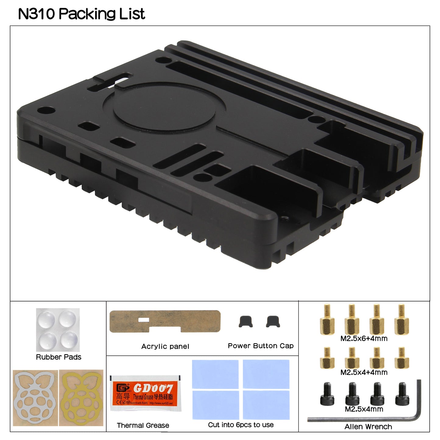 Raspberry Pi 5 Ultra-Thin CNC Aluminum Alloy Passive Cooling Case (N310)