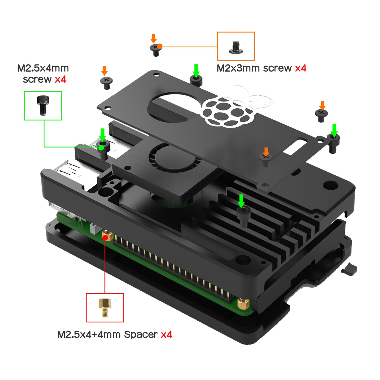 Raspberry Pi 5 Ultra-Thin CNC Aluminum Alloy Passive Cooling Case with Fan (N311)