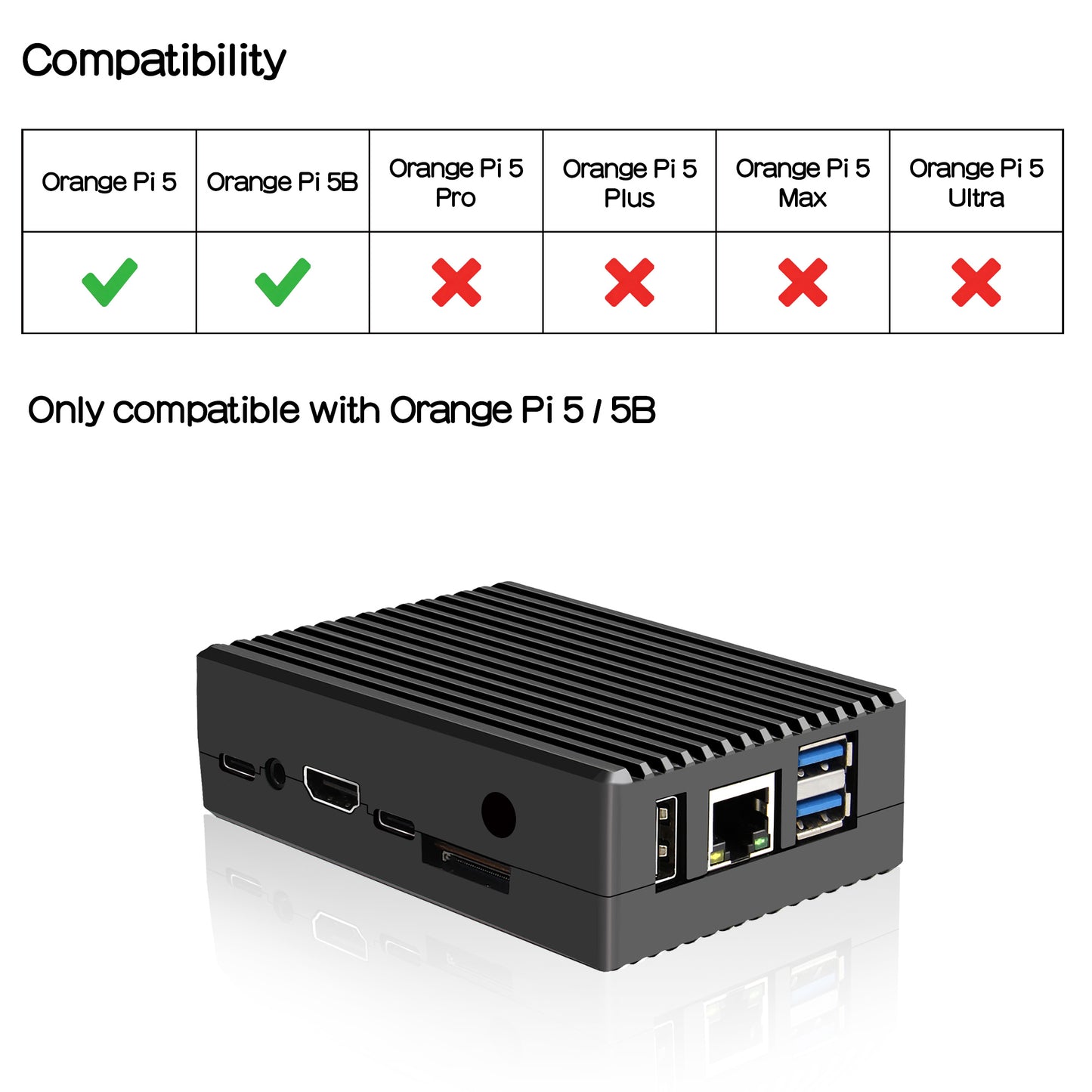 Geekworm Passive Cooling Aluminum Alloy Metal Case with Power Button for Orange Pi 5/5B (N507)