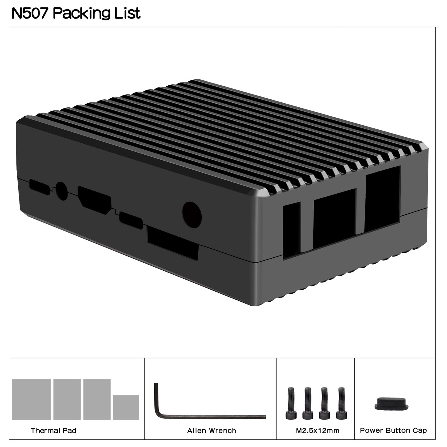 Geekworm Passive Cooling Aluminum Alloy Metal Case with Power Button for Orange Pi 5/5B (N507)