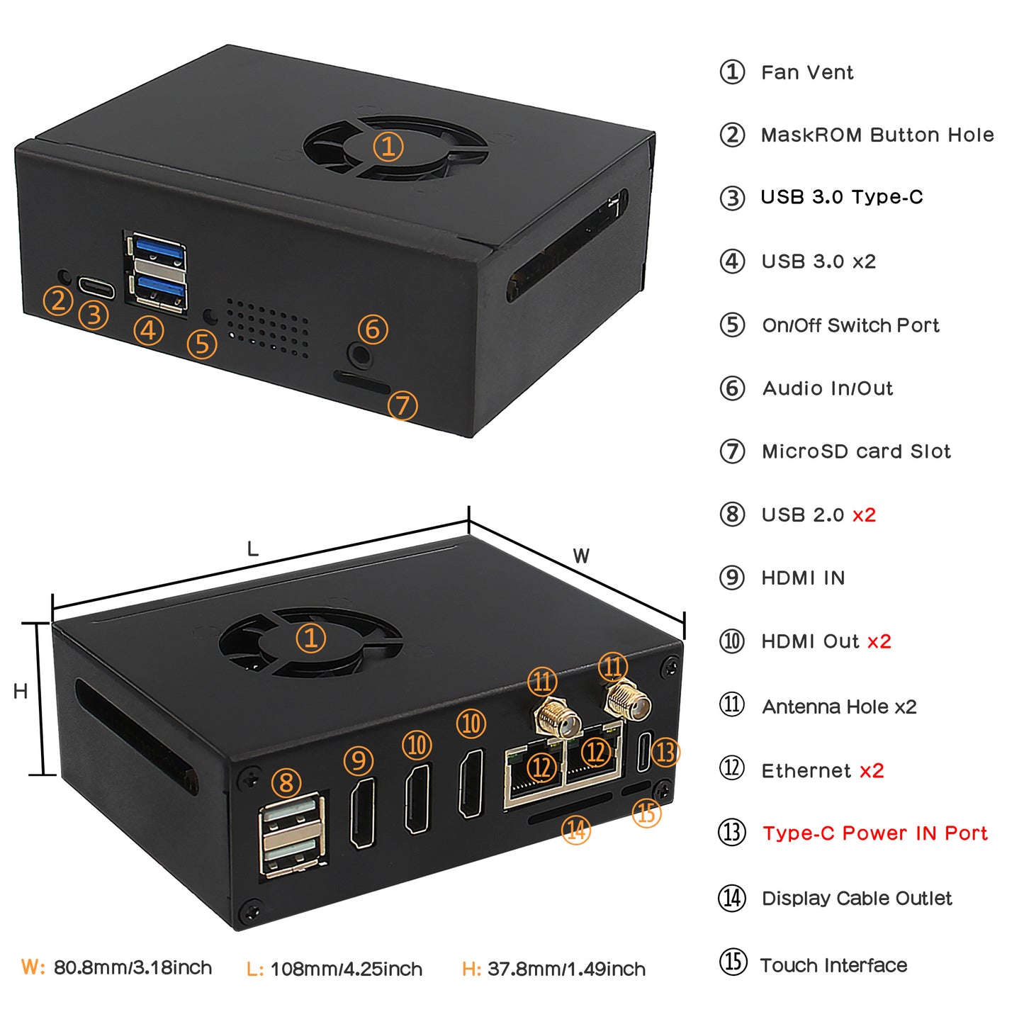Geekworm Orange Pi 5 Plus Metal Case with Fan and Heatsink (N508)