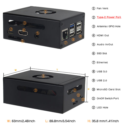 Geekworm Metal Case for Orange Pi 3B v1.1 Only (N510)