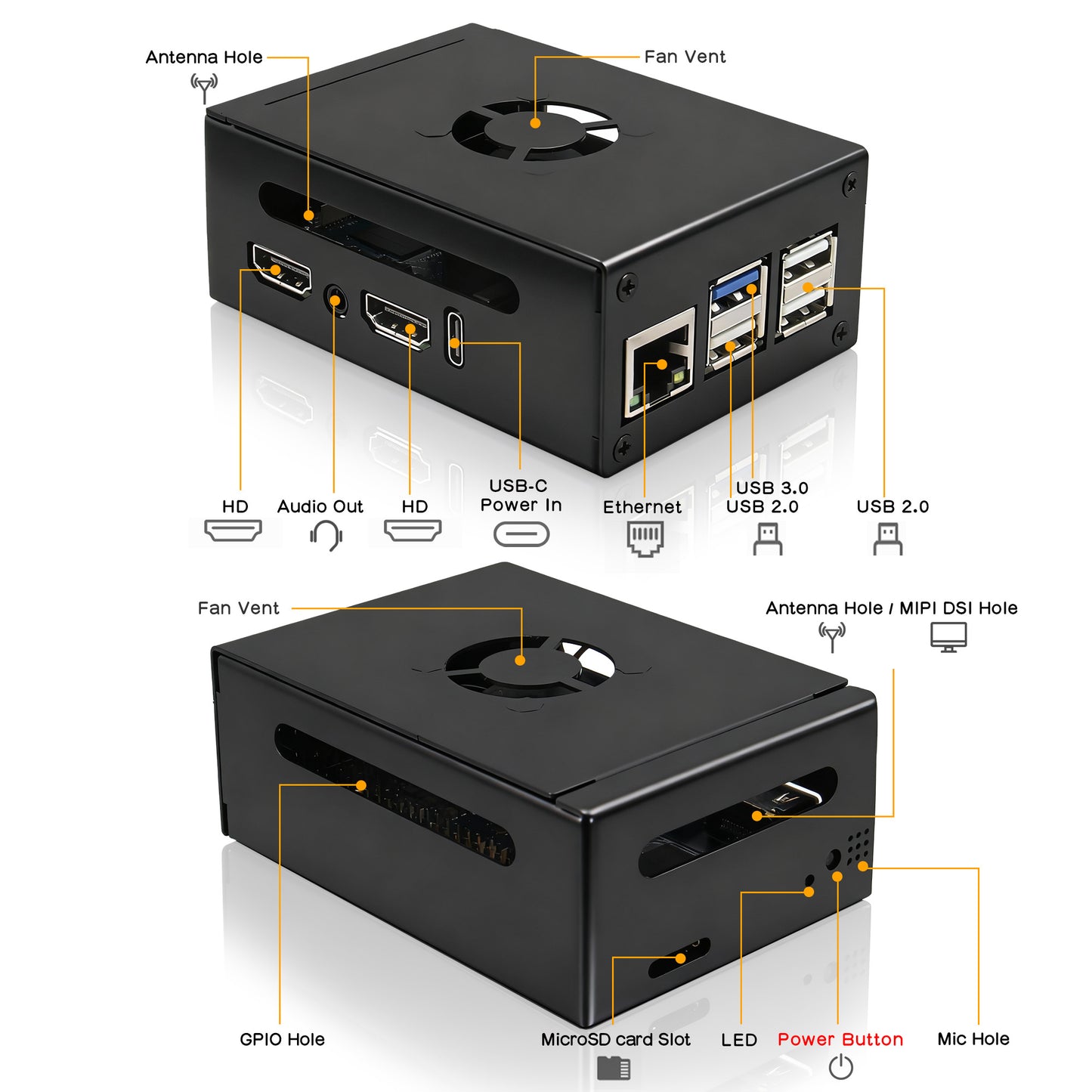 Geekworm N515 Metal Case for Orange Pi 5 Pro / Orange Pi 5 Max / Orange Pi 5 Ultra