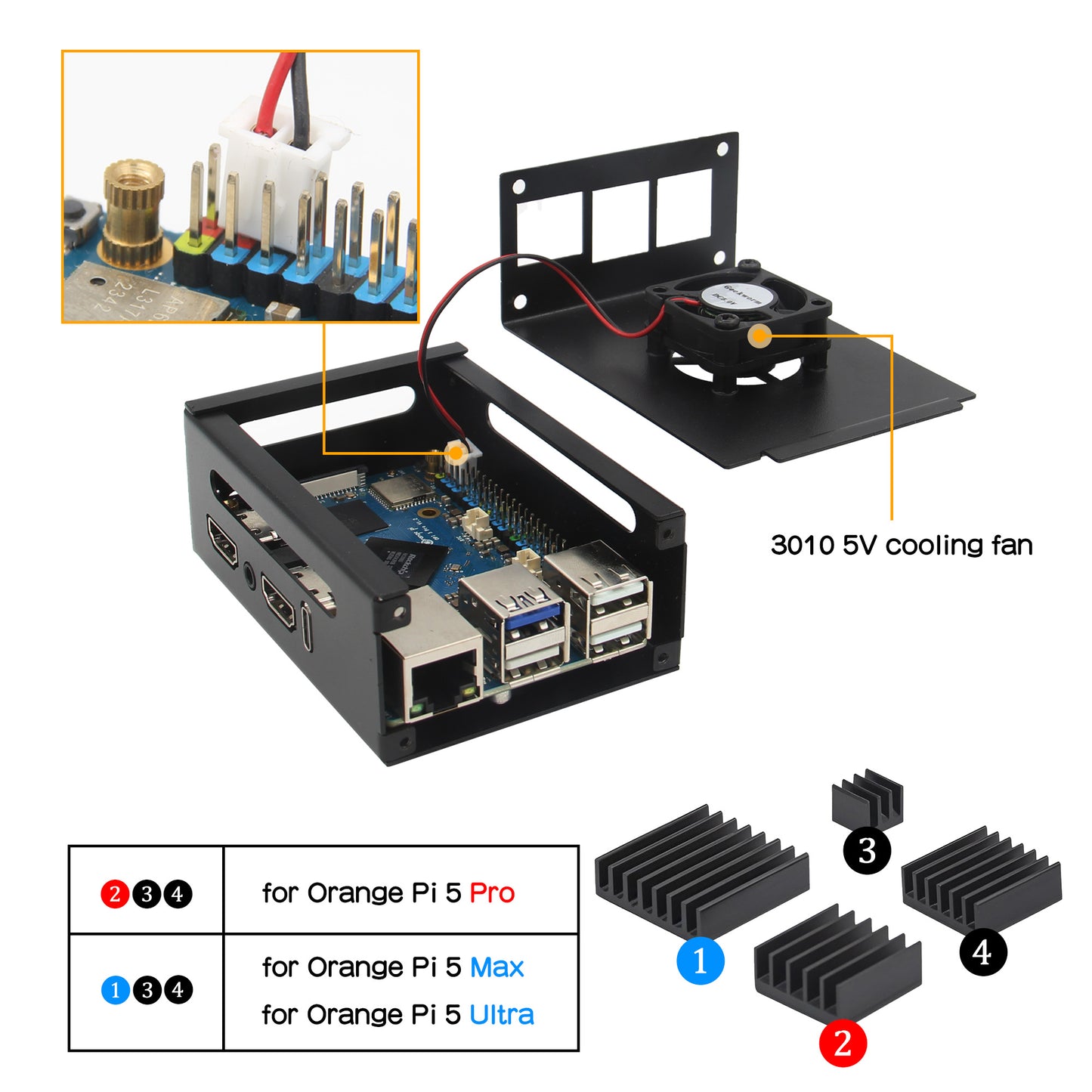 Geekworm Metal Case for Orange Pi 5 Pro / Orange Pi 5 Max / Orange Pi 5 Ultra (N515)