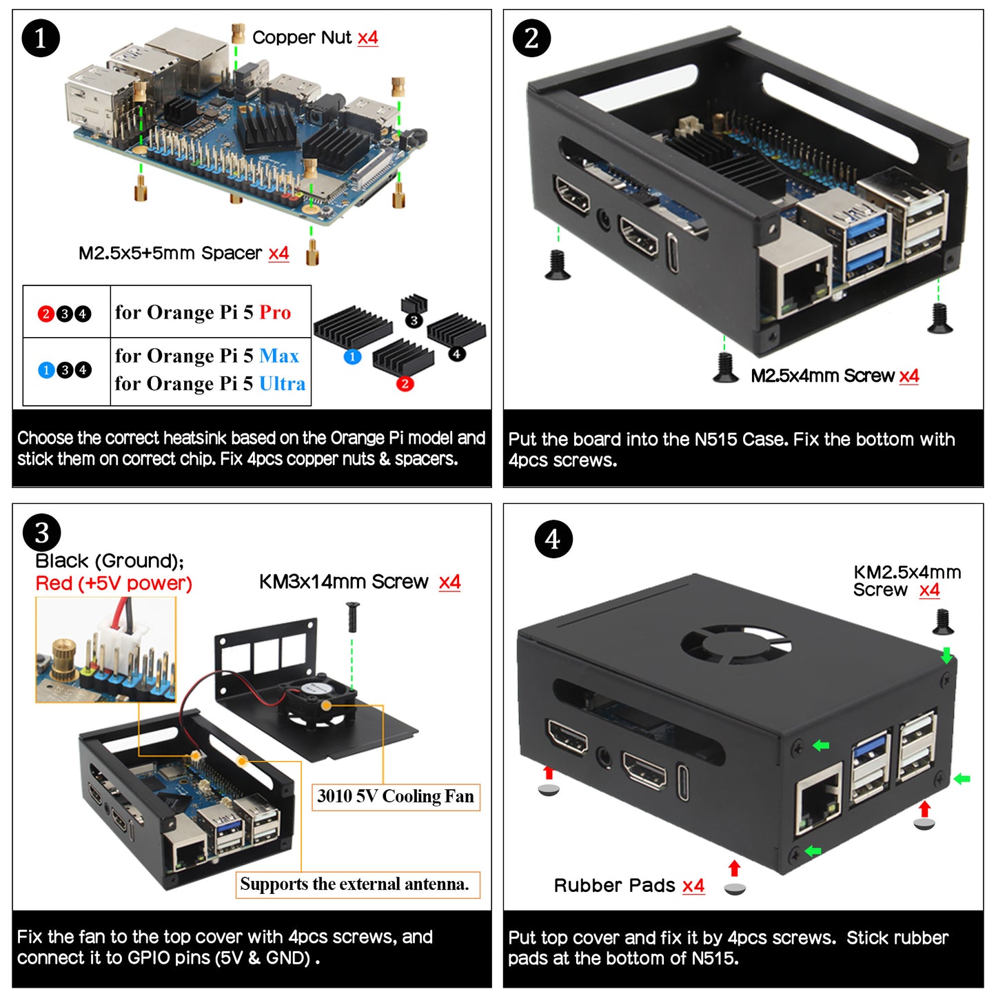 Geekworm N515 Metal Case for Orange Pi 5 Pro / Orange Pi 5 Max / Orange Pi 5 Ultra