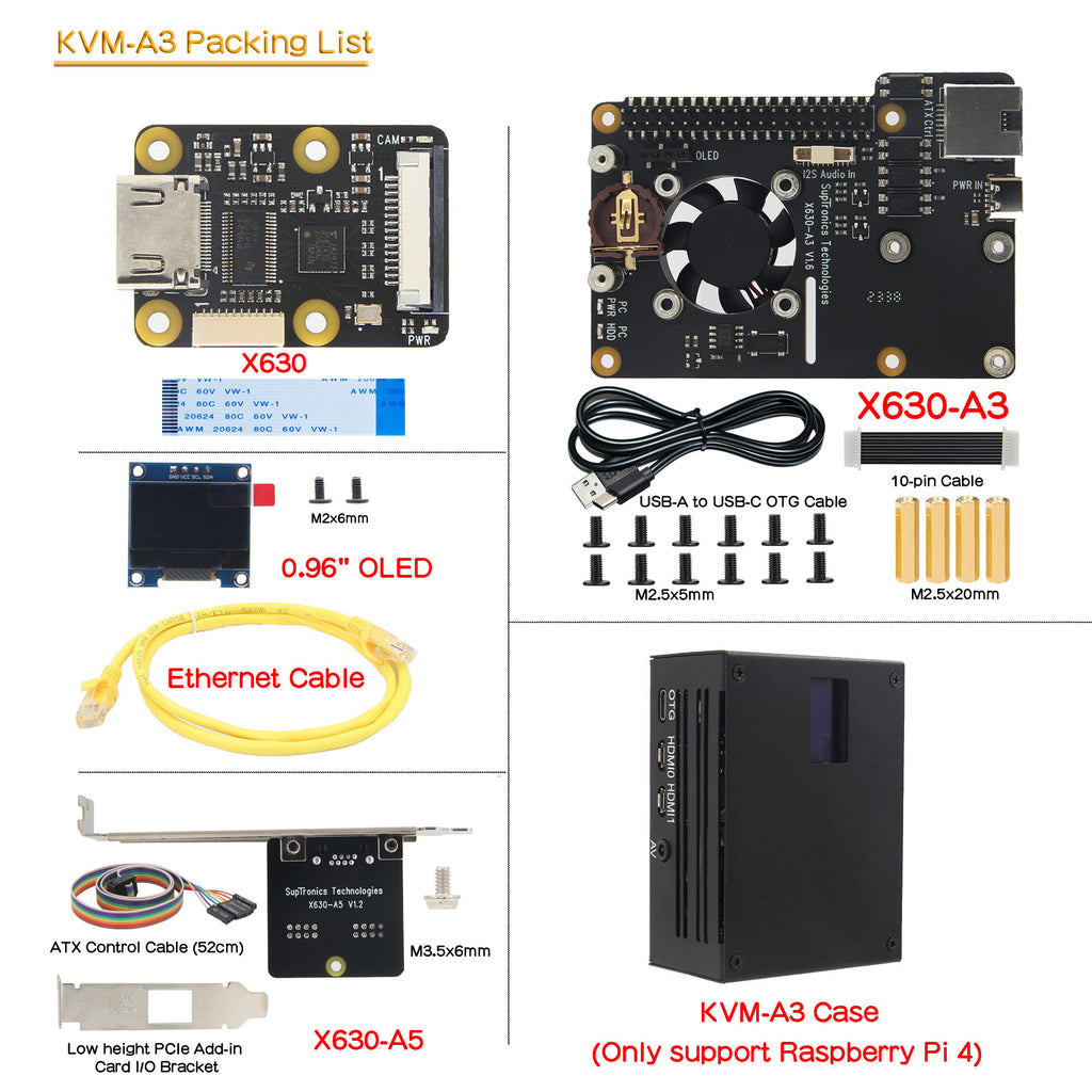 Kvm Mobile Raspberry Pi Geekworm KVM-A3 Kit for Raspberry Pi 4 Open-source KVM Over IP