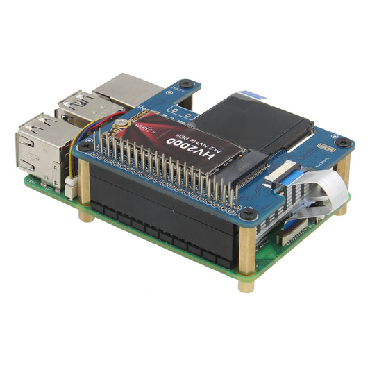 Geekworm Q100 PCIe to M.2 Key-M NVMe 2242 SSD PIP with 1.3 inch TFT for Raspberry Pi 5