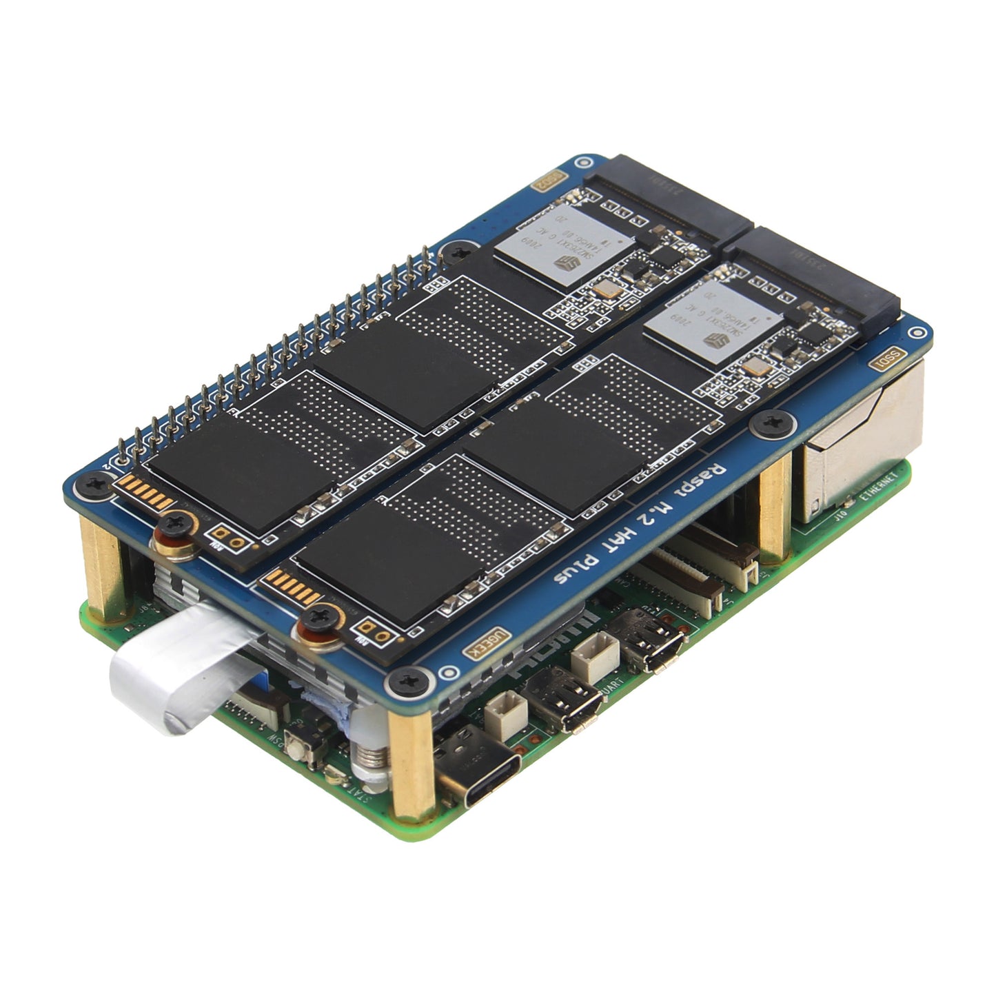 Geekworm Q200 PCIe to Dual 2280 NVMe SSD shield for Raspberry Pi 5(NOT support BOOT from NVME SSD)