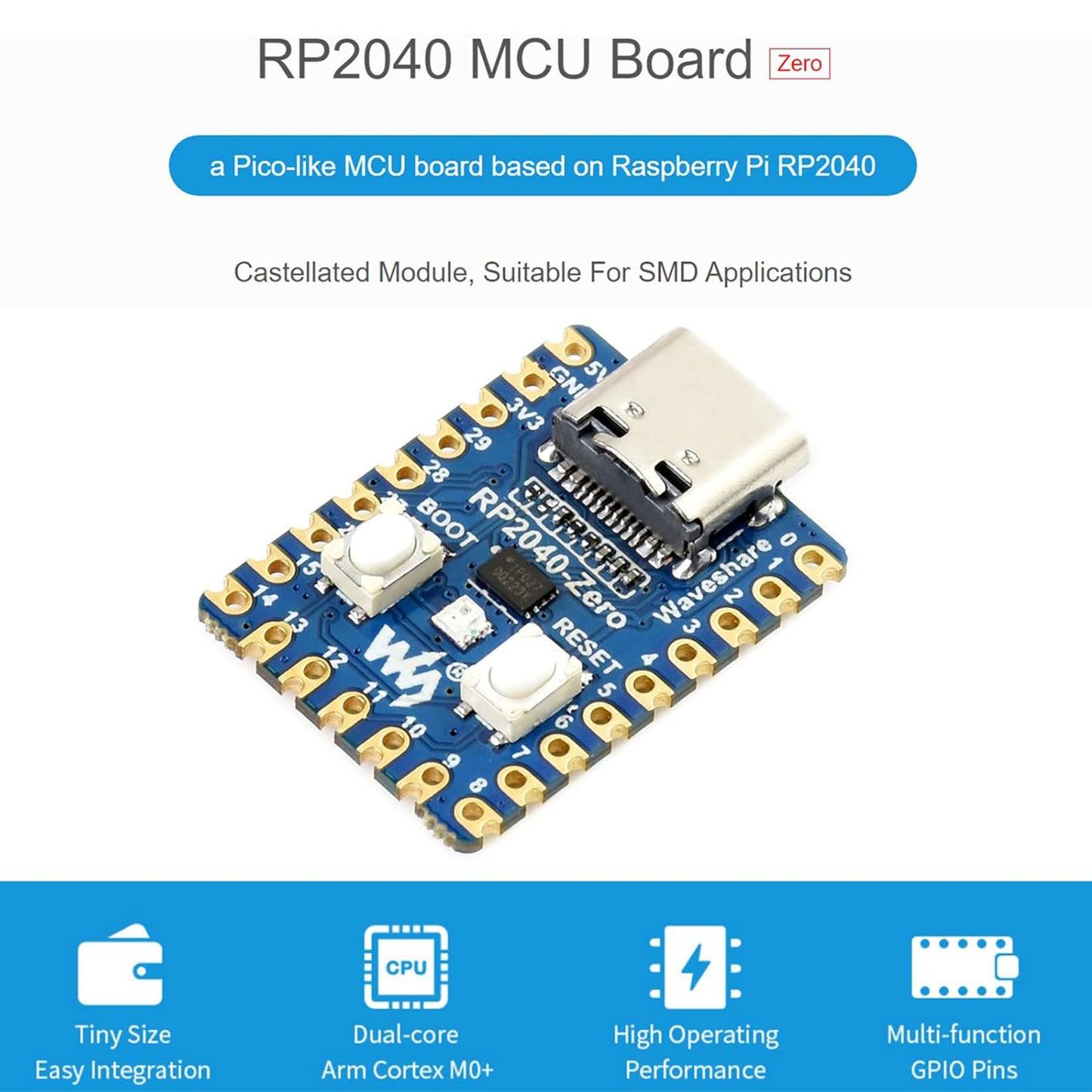 RP2040-Zero Pico-Like MCU Development Board Based on Raspberry Pi RP2040 Microcontroller Chip