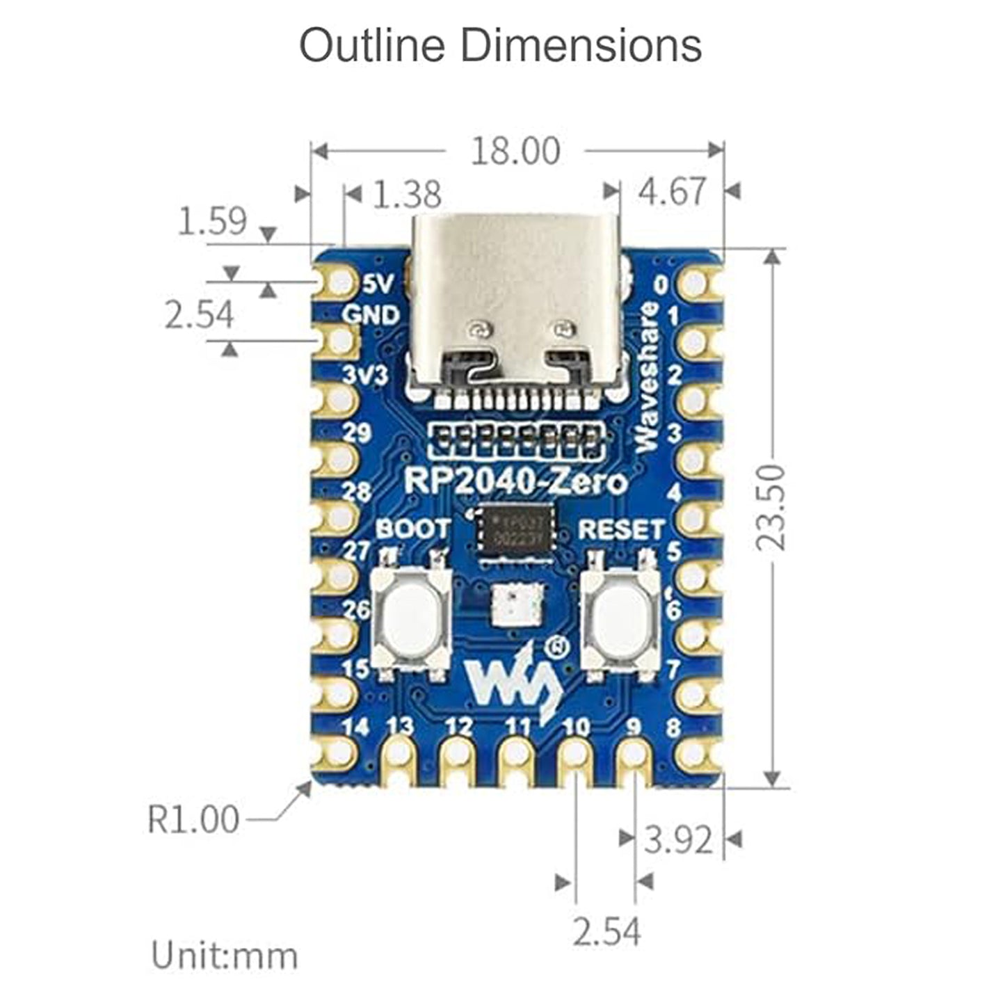 RP2040-Zero Pico-Like MCU Development Board Based on Raspberry Pi RP2040 Microcontroller Chip