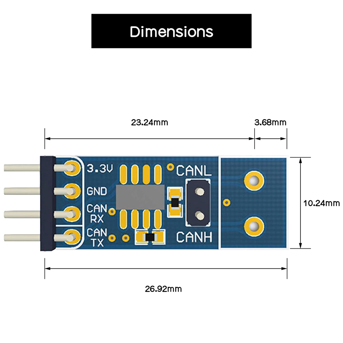 SN65HVD230 CAN Bus Transceiver Module, 3.3V, ESD protection