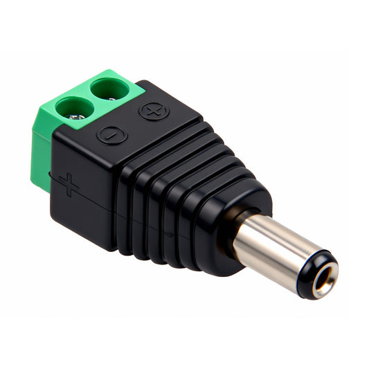 Solderless 2-Pin Terminal Block to DC 5.5x2.1mm Male/Female Adapter
