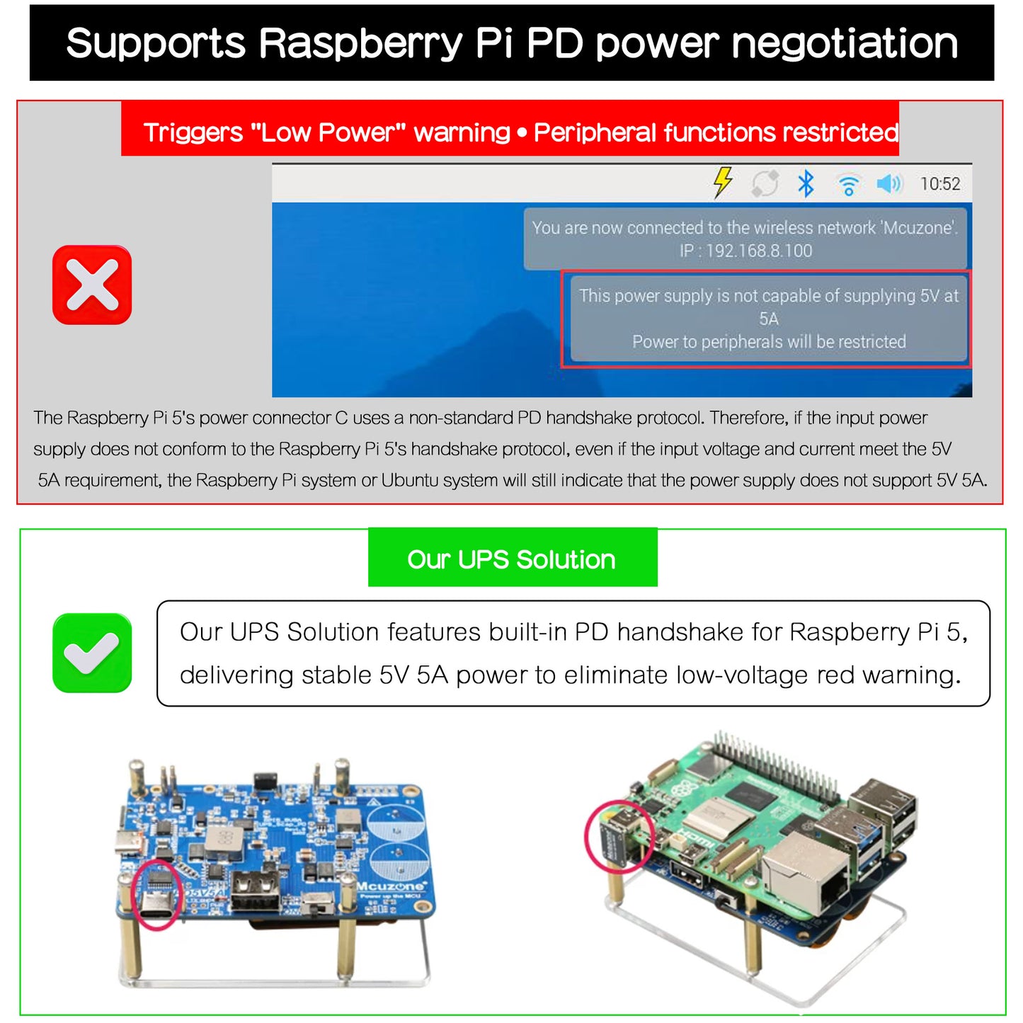 100F Supercapacitor UPS HAT Module for Raspberry Pi 5