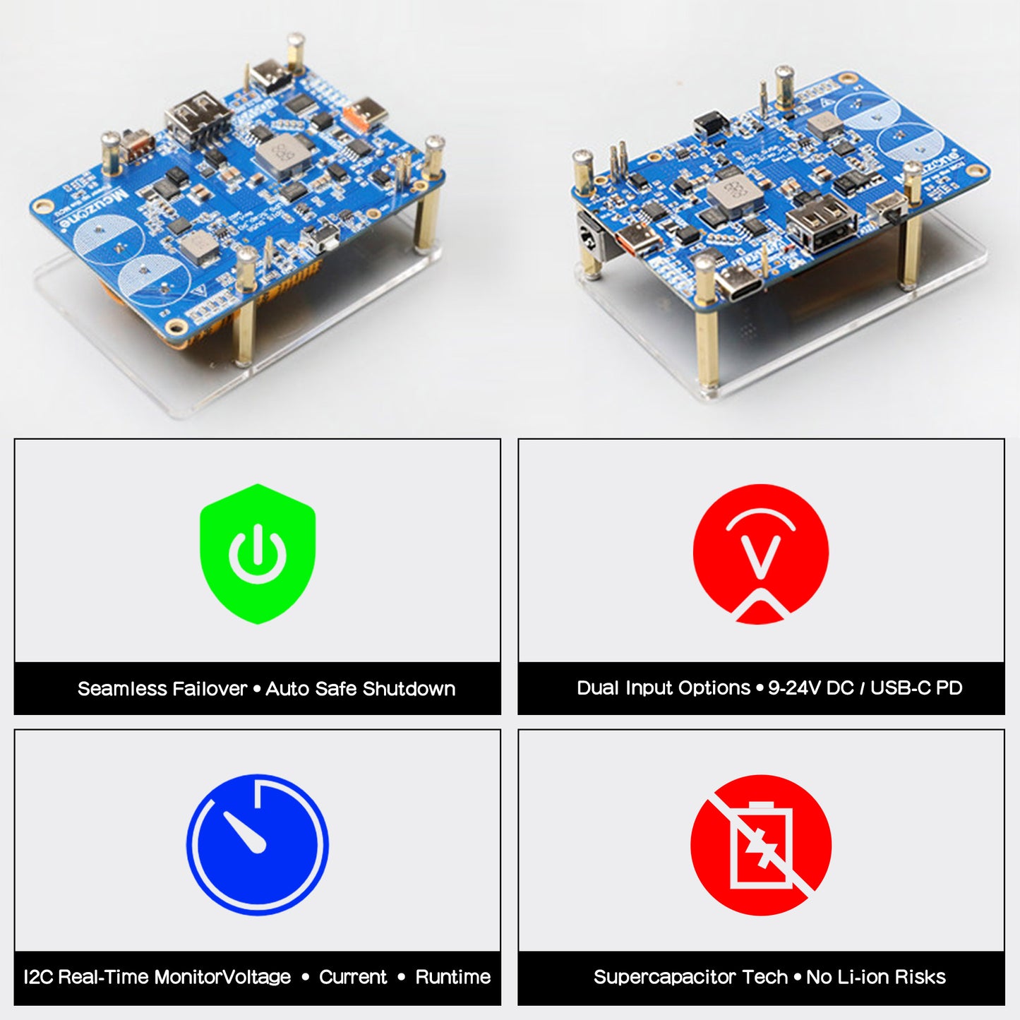 100F Supercapacitor UPS HAT Module for Raspberry Pi 5