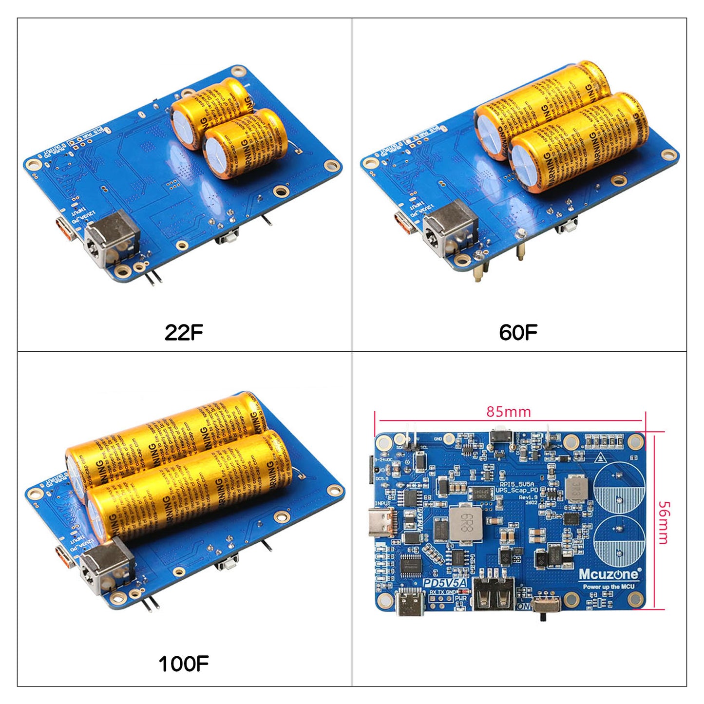 100F/60F/22F Supercapacitor UPS HAT Module for Raspberry Pi 5