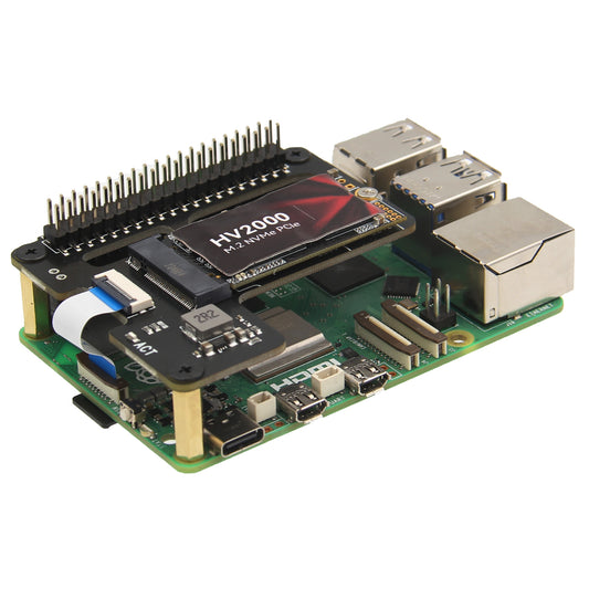 Geekworm X1000 PCIe to M.2 Key-M NVMe SSD PIP TOP for Raspberry Pi 5