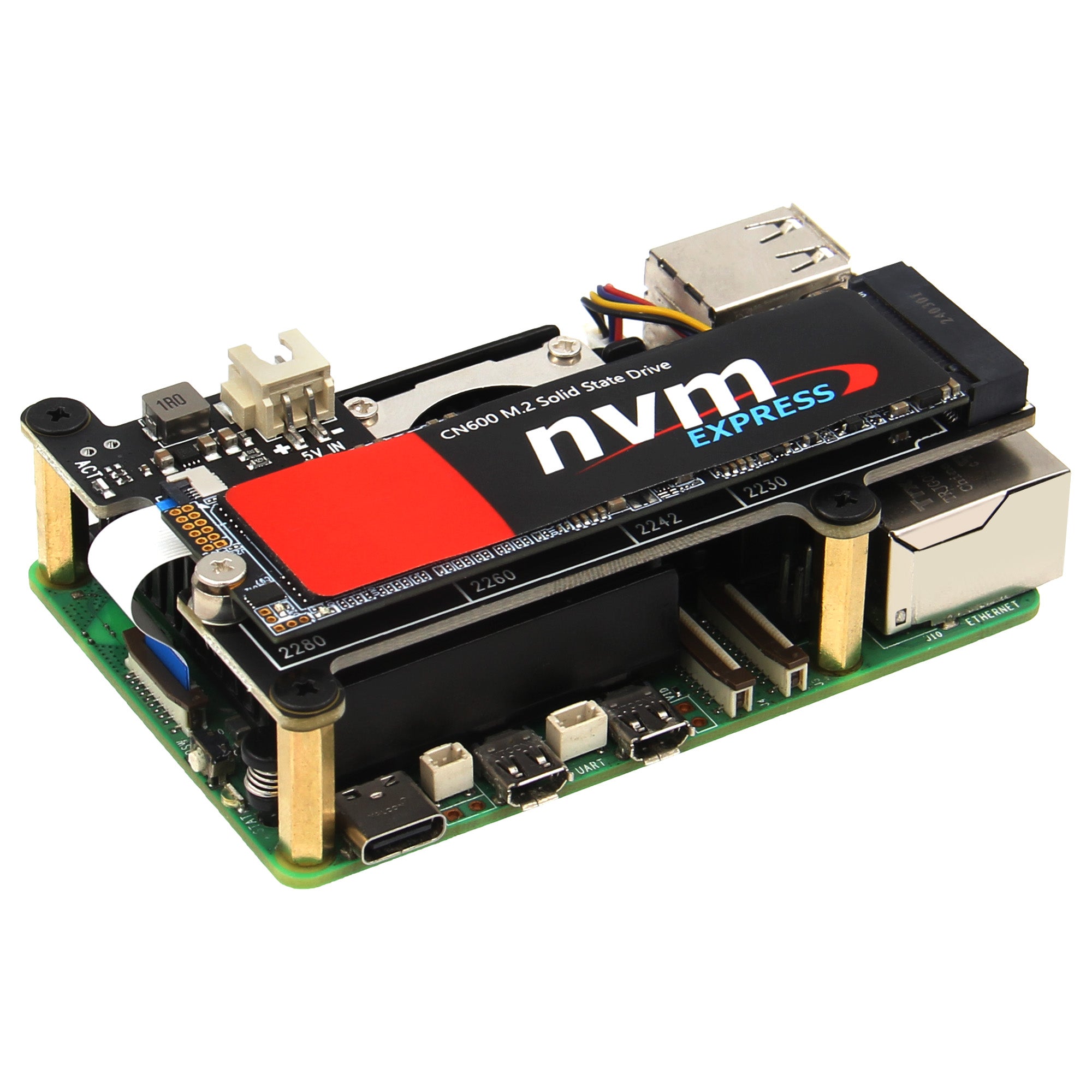 Geekworm X1001 PCIe to M.2 Key-M NVMe SSD PIP TOP for Raspberry Pi 5